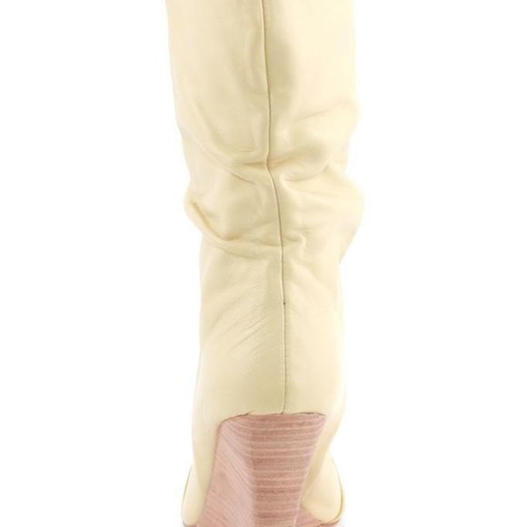 Plomo Dominique Boot Sand Ankle Bootie Fold over pointed toe Wedge Cream Beige - Picture 3 of 6